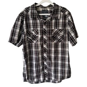 Warehouse One Black and White Casual Button Down Plaid Shirt Men’s XL